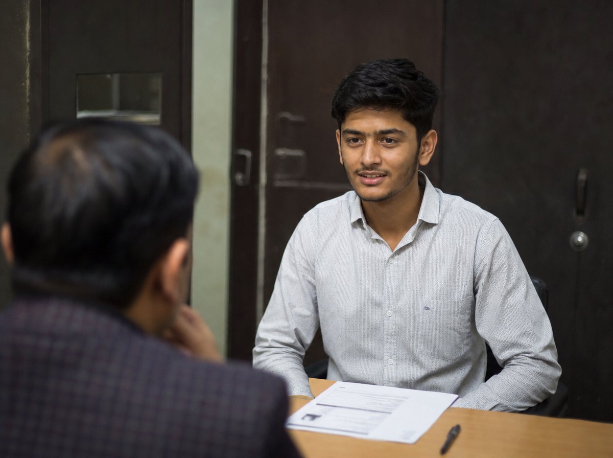 A student in a one-to-one mock interview